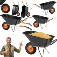 TACZKA BUDOWLANA OGRODOWA SPAWANA POMPOWANE KOŁA MOCNA SPAWANA 150L 210kg