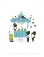 Pocztówka - F. Westendorp, Julek i Julka, lodziarz w parku i lody w rożku