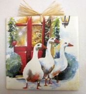 Robótkownia Kafelek obrazek 15x15 Ptak Ptaki Gęś Gęsi trzy Zima