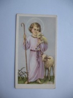 JEZUSEK Z BARANKAMI przedwojenny ŚWIĘTY OBRAZEK