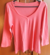 Bluzka damska casual koralowa szeroki dekolt bawełniana