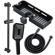 DRĄŻEK PRYSZNICOWY Z UCHWYTEM PÓŁKĄ SŁUCHAWKĄ WĘŻEM CZARNY REGULOWANY