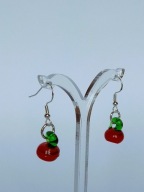 Kolczyki szklane papryka chili i wisiorek choker zestaw lampwork rękodzieło