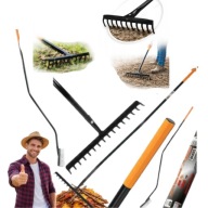 GRABIE DO LIŚCI TRAWY OGRODOWE Z TRZONEM METALOWE MOCNE 41X150CM