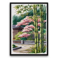Plakat z ramą 30x40 cm Kwitnący Bambus w Ogrodzie | Pomysł na Prezent