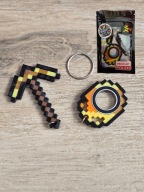 Złoty Zestaw KeySpinner + Kilof Minecraft - Brelok Druk3d fidget