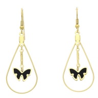 58115 Kolczyki złota stal chirurgiczna łezki z motylkiem