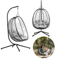 Fotel Wiszący Kokon Ogrodowy Kosz Bujany Huśtawka na Stelażu Składany KANZA