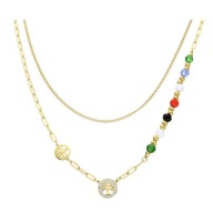 55762 Celebrytka złota stal chirurgiczna drzewka z cyrkoniami koraliki