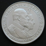 Szwecja 2 korony 1907 - srebrne wesele - para królewska - srebro