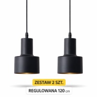 Lampa Sufitowa Wisząca Loft Żyrandol Czarna E27 Regulowana 120cm 2szt