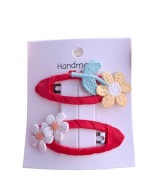 Spinki do włosów pyk dla niemowląt dziewczynek kwiatuszki handmade 2 szt.