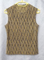 BLUZKA DAMSKA - TOP BEŻOWY Z CZARNYM 42-44