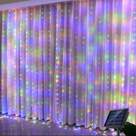 Zewnętrzna wodoodporna girlanda LED z 300 diodami, solarne kurtyny świetlne