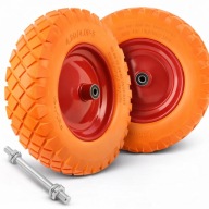 KOŁO PEŁNE DO TACZKI Z OSIĄ OGRODOWE MOCNE WYTRZYMAŁE 4.80/4.00-8