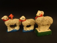 Gipsowe baranki wielkanocne PRL, stare gipsowe baranki, 3 sztuki