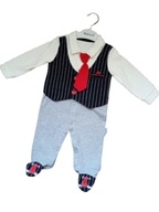 KOMPLET PAJACYK Z KAMIZELKĄ + KRAWAT ROZM. 9 M-CY