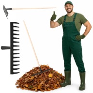 GRABIE OGRODOWE DO LIŚCI DO TRAWY METALOWE Z DREWNIANYM TRZONKIEM 14T ZĘBÓW