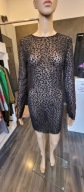 MISSGUIDED CZARNA PROSTA SUKIENKA SUKNIA PRZEŚWITUJĄCA ANIMAL PRINT 34 XS
