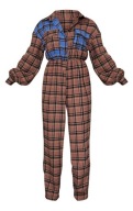 PRETTYLITTLETHING kombinezon koszulowy w brązową kratkę, rozmiar M 38, nowy
