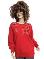 NAM KYUNG SWETER angorowy z aplikacjami futerkiem perełki 42/44