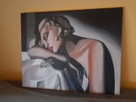 Tamara Łempicka Śpiąca rękodzieło 50 na 35 cm - obraz