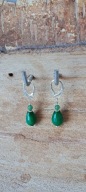 Kolczyki srebro agat jadeit awenturyn zielony jadeit fasetowany krople