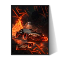 Plakat Toyota Supra w ramce 30x40 cm grafika auta dekoracja czerwona