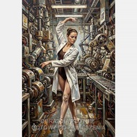Baletnica taniec maszyny laboratorium doktor obraz płótno 55x80 ilustracja