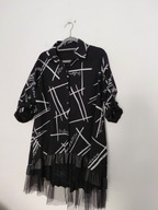 Czarna asymetryczna koszula tunika z siateczką 40, 42