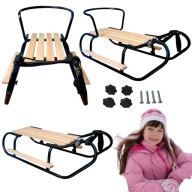 SANKI DLA DZIECI METALOWE Z OPARCIEM PODNÓŻKAMI 100KG NA KULIG DEMONTOWANE