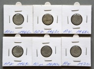 PRL 10 GROSZY 1966-1971 W HOLDERACH ZESTAW 6 SZT.