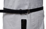 Czarny pasek damski regulowany z srebrną klamrą