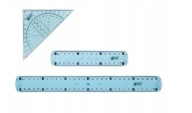 CRELANDO Zestaw geometryczny elastyczny, linijka, ekierka, 3 szt niebieskie