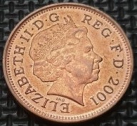 *WIELKA BRYTANIA [0155] *2 Pence 2001 Elizabeth II Moneta magnetyczna !!!