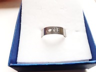 Obrączka Srebrna Literki Love 16 8 Stal Chirurgiczna Nierdzewna