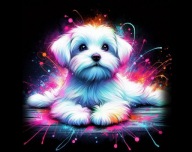 PANEL z nadrukiem na torbę, tkanina wodoodporna 45/45cm Maltańczyk maltuś