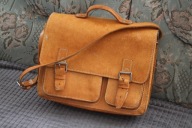 DUŻA TORBA SKÓRZANA SZKOŁA PRACA Z PASKIEM NA RAMIĘ 41X 33 X 17 cm MOCNA