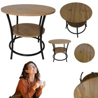 STOLIK KAWOWY OKRAGLY LOFT DO SALONU DREWNIANY MALY DAB CRAFT LOFTOWY