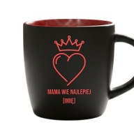 Kubek mat czerwone wnętrze Mama wie najlepiej imię prezent personalizowany