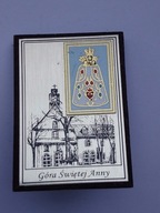 Mały brazek Góra św Anny, metal, drewno 5,5 x 4 cm