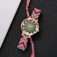 Kolorowy zegarek boho zaciągany na sznurku pleciona bransoletka CLZ45