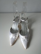 Śliczne eleganckie czółenka ślub białe 38