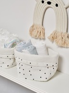 MEGA KOMPLET KOSZY DO PRZECHOWYWANIA ORGANIZER BIAŁY W KROPECZKI 6 SZTUK