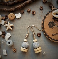 SURF kolczyki niebieska lawa egzotyczne drewno kokosowe BlackberriesArts