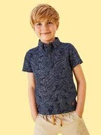 WHITE STUFF Mini Me Palm Printed Polo In NAVY MULTI 122-128CM NOWY METKI