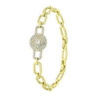 83416 BRANSOLETKA 14K POZŁACANA 19-17 CM 14 MM elegancka z cyrkoniami