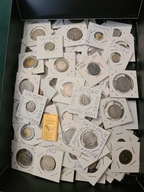 Kolekcje i sztuka stare monety Srebrne i 140 monet w kartonikach Sztabka