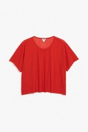 Monki bluzka top plisowana czerwona t-shirt tiulowa t-shirt