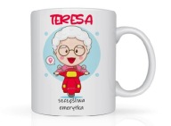 Kubek z imieniem dla emerytki pożegnanie praca na prezent